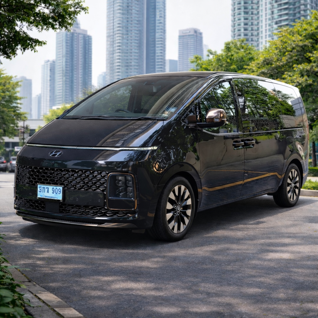 Black Hyundai van rental in Bangkok, Thailand. & seat VIP car